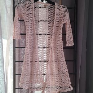 Kids Pink Crochet Cardigan